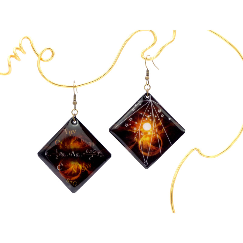 Boucles d'oreilles Funny Girl « Einstein Field Equations » sublime bijou-science !